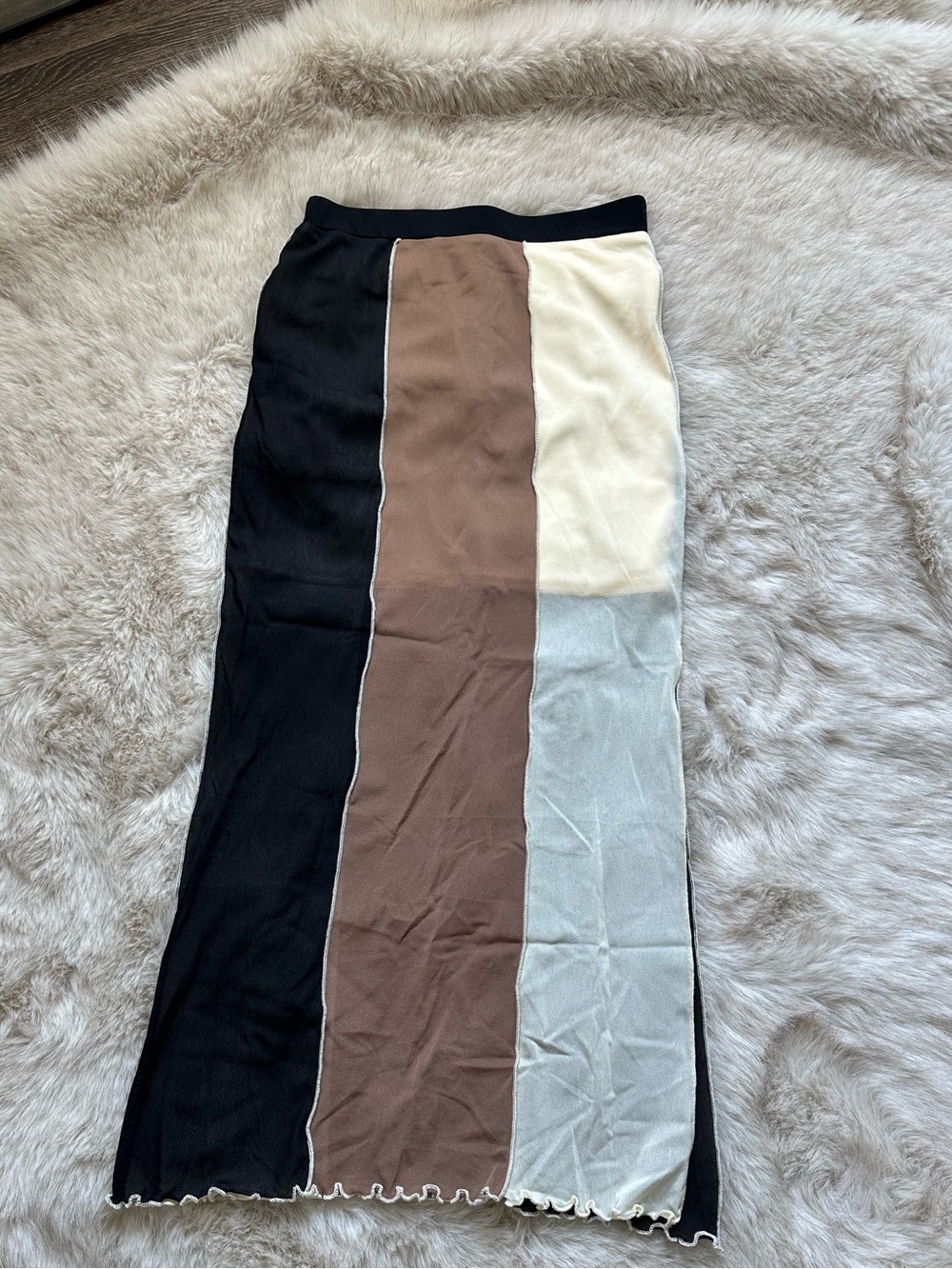 NEVER WORN brown striped midi skirt